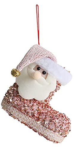 TianWlio Weihnachtsstrumpf Nikolausstiefel Nikolausstrumpf Wandbehang Pailletten Dekoration Süßigkeiten Socken Weihnachtssüßigkeiten Ornamente Kamin (Pink, A)