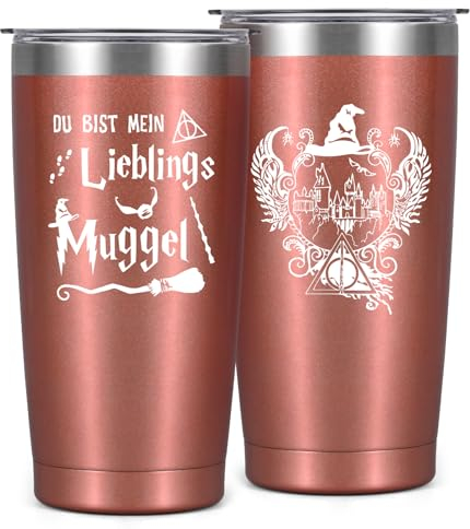 Livole Geschenke für Frauen, Sie, Schwester, Beste Freundin Geschenke Weihnachten, Freundinnen Geschenk, Geburtstagsgeschenk für Frauen - Du bist mein Lieblings Muggel - 600ml Kaffeebecher to go