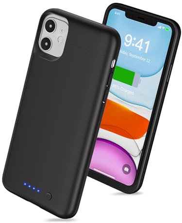 LCLEBM Coque Batterie pour iPhone 11, [6200mAh] Boîte de Charge de Protection Portable, Étui de Chargeur Intelligent Rechargeable Extended Battery Pack pour iPhone 11 (6.1 inch)