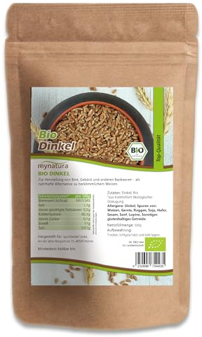 Mynatura Bio Dinkel I Dinkelkörner I Getreide I Vegane Küche I Getreidekörner I Backen I Vollkorn I Im Beutel - 2000g