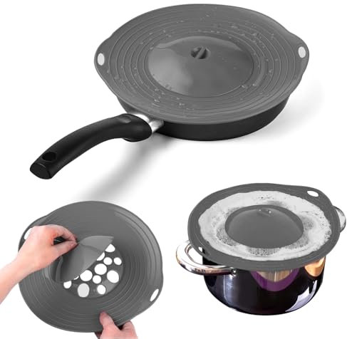 LURNODY Tapa Silicona para Olla, Tapa Antisalpicaduras, Microondas o Sartén, Cubierta Antidesbordamiento, para Ollas de Entre 15–28 Cm de Diámetro,Tapa Antisalpicaduras para Evitar Derrames