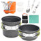 Herbst Ensemble de vaisselle de camping 11 pièces avec mini réchaud de camping, réchaud à gaz pliable et couverts pliables, chiffons de nettoyage pour l'extérieur, pique-nique et randonnée