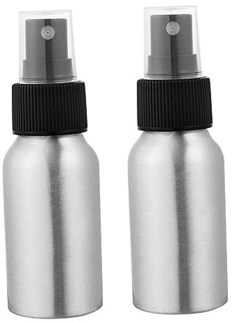 DECOMELODY Bouteille De Pulvérisation En Alliage D'aluminium 2 Pièces 50 Ml Portable Multi-usage Pompe Amovible Pour Cosmétiques Voyage Et Jardinage Argenté