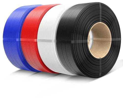 SUNLU 4KG PETG Filament Refill 1.75mm, Schwarz+Weiß+Rot+Kleinblau | No-Spule PETG 3D Drucker Filament Bundle, 3D Filament Refill for Reusable Spulen Compatible with Bambu Lab Filament Drucker