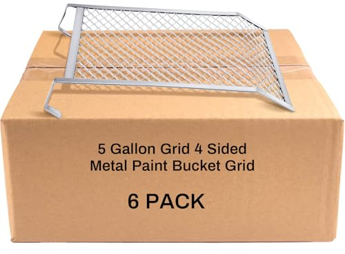 Landhoow 6 Pcs Paint Roller Grid 4 Sided Metal Bucket Grid Heavy Duty Paint Screen for Buckets, Silver (5 Gallon)