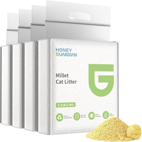 Klumpende Mais-Katzenstreu, HoneyGuaridan 100% Natürliche Maisstreu, Nachhaltige Katzenstreu aus Mais, Klumpstreu für Katzen, Deodorant, Staubfrei, Spülbar in der Toilette, Extrem Saugfähig, 4 Packs