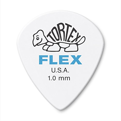 JIM DUNLOP 468R1.0 Tortex Flex Jazz III Guitar Pick, 1.0mm, White - 72 Pack