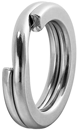 Dr.Fish 20 Stück Edelstahl-Spaltringe, superstark, hyper flacher Drahthaken, robust, Angelköder, Verbindungsstück, Angeln, Jiggen, 7 mm