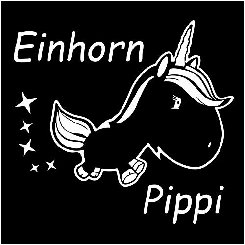 Einhorn Pippi Unicorn Dekor Set - Finest Folia Hologramm 11cm x 10,5cm Tankdeckel Premium Dekor T shirt Tasse (K073 Weiß Matt)