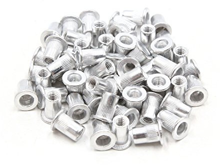 sourcing map 60Pcs Rosca M6 de Cabeza Plana Aluminio Tuerca Remachable Ciega Insertar para Coche