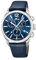 LOTUS Montre pour Homme 18691/1 Chrono Boîtier en Acier Inoxydable Gris Bracelet en Cuir Bleu