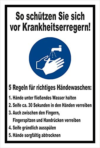 Melis-Folienwerkstatt Schild Regeln Händewaschen - 15x10cm - 3mm Aluverbund – 20 VAR S00225-022-A