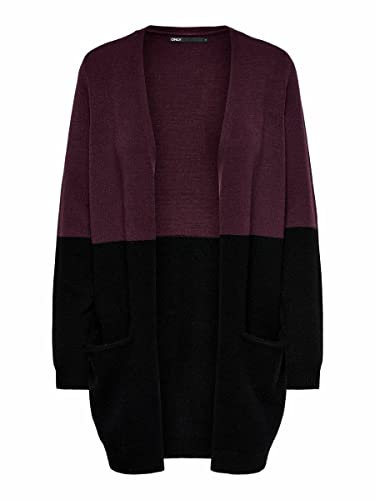 ONLY Damen Onlqueen L/S Long Cardigan KNT Noos Strickjacke, Windsor Winestripes:w. Black,M
