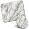 Rectangle Mouse Mat & Round Coaster Set - Grey White Gold Marble Effect Pattern 20 cm & 9 cm for Computer & Laptop, Office, Gift, Non-slip Base #24432