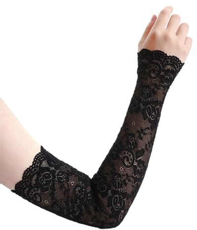 Xuebai Protezione UV Copri Braccio in Pizzo Manicotti Copri Tatuaggio Manicotti per Sport all'Aria Aperta Manicotti per Sport all'Aria Aperta per Maniche estive Nero