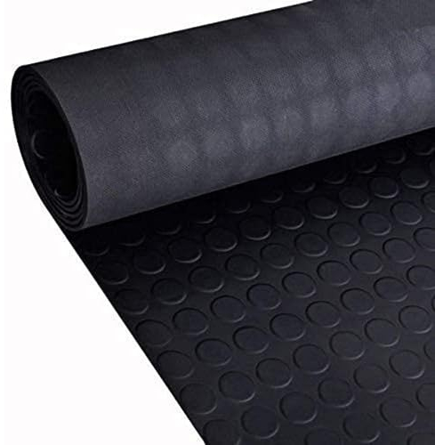 Trident Coin Rubber Flooring 3mm Thick Non Slip Mats for Camper Van, Anti Slip Matting Roll for Shed, Gym, Garage & Workshop. Black Non Slip Matting Roll, Length: 3M