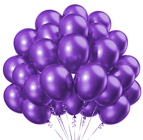 12 Zoll Violett Metallic Luftballons,Chrom Gold Helium Ballons für Partys Deko-50 Stück