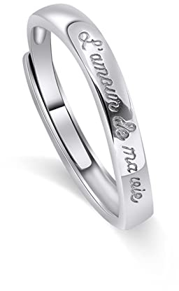 Aotiwe Verlobungsring Vintage Damen, Schmuck für Damen L'Amour De Ma Vie Graviert Silber für Frau für Jubiläum