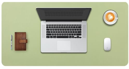DOBAOJIA Sous-Main Bureau, Tapis de Bureau, Tapis de Clavier et Souris, Tapis de Portable, Pad Écriture, Mouse Pad, pour Bureau/Maison/Gaming, PU Étanche + Suède Antidérapant 70 x 35cm (Vert Clair)