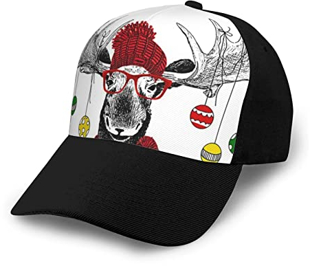 OCELIO Lustige Weihnachten Hirsch gespleißt gebogene Krempe Baseball Cap Herren und Damen Sport Baseball Cap