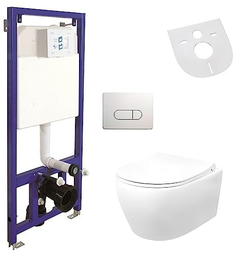 Spülrandlos Hänge Wand-WC & Belvit Vorwandelement Spülkasten Softclose Deckel