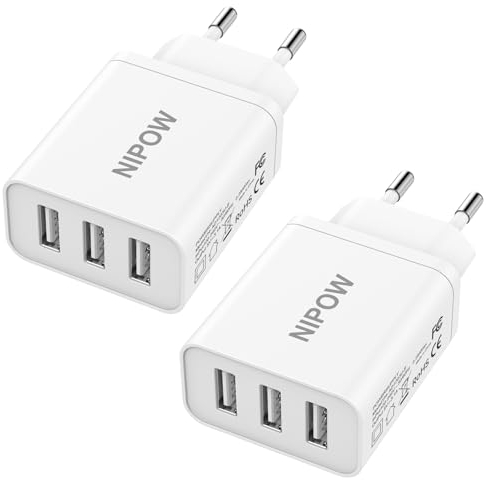 Chargeur USB Multiple 2Pack,Prise USB Multiple 3-Port 15W/3A Prise Chargeur Rapide USB Adaptateur Secteur USB Chargeur Telephone pour iPhone 14/13/12/11/XS/X/8/7/6,Samsung Galaxy/Note,Xiaomi,Huawei