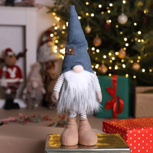 HOMLA Zwerg Weihnachtszwerg Weihnachten Weihnachtsdeko ANTAL Blauer Zwerg mit Teleskopbeinen 80 cm