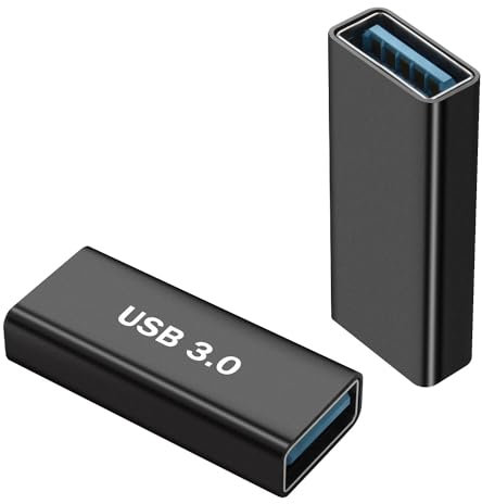 QIANRENON Lot de 2 adaptateurs USB 3.0 femelle vers USB 3.0 femelle USB 3.0 - 5 Gbps/10 Gbps - 5 V 3 A - Coque en alliage d'aluminium - Pour ordinateur portable, tablette, lecteur USB