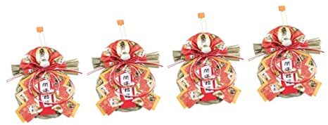 Zerodeko 4 Pièces Pendentif Paille Ornement De Sushis Couronne De Paille Japonaise Ornements du Nouvel an Ornement De Fête Décoration De Maison Tisser Artisanat Fleurs Séchées