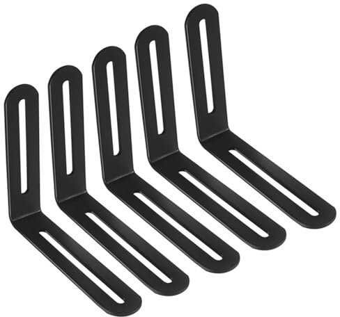 Lot de 5 équerres d'angle réglables en forme de L - 120 x 100 mm - Support d'étagère en métal - Joint de fixation pour meubles - Noir