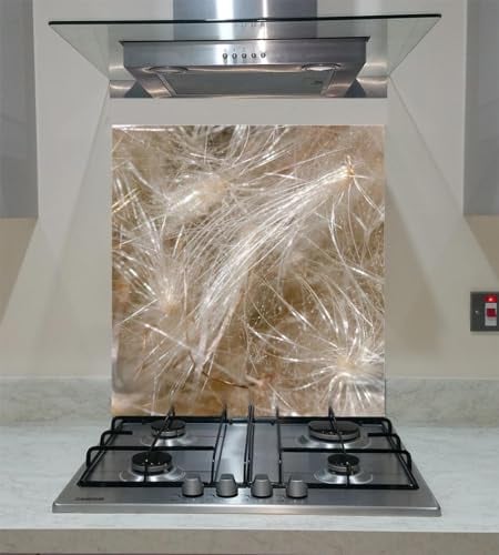 Splashback with Nature on Beige Background, Toughened Glass, Tempered Glass, Panel Kitchen, Any Size, vaartglass (wide 60 x height 75/cm)
