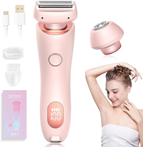 Cymwer Elektrorasierer für Damen, Skin Glow Nano Rasierer,wiederaufladbarer 2-in-1-Bikini-Trimmer, wasserdichter Elektrorasierer für Damen, Nass- und Trockenrasierer für den Körper