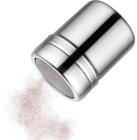 5 x 5 x 7 cm, 3 Pieces Powder Shaker, Stainless Steel Cocoa Shaker with lid, Cocoa Shaker, Chocolate Shaker, Powdered Sugar Shaker, Flour Shaker, Icing Sugar for Flour, Sugar, Salt