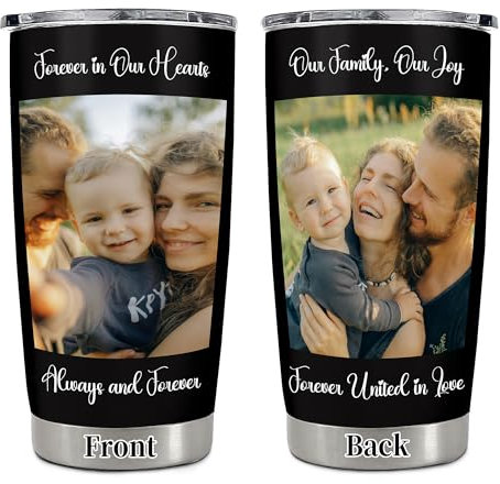 LOJISER Personalised Travel Mug with Photo Text, Custom Coffee Travel Cup with Straw and Lid, Personalised Gift for Women Men Dad Mum Couples Family Friends Brothers, and Sisters
