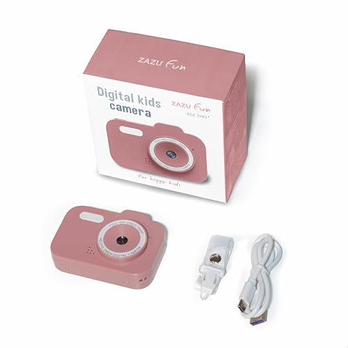 ZAZU Appareil photo numérique Fun HD pour enfants - Vidéo 1080P - Écran de 2,0 - Rechargeable - Appareil photo portable pour enfants avec fonctions amusantes pour photos et vidéos - Rose