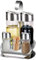 WEGJYKY Condiment Server,Cruet Set with Stand,Durable Glass Stainless Steel Bottle Set with Caddy,Oil and Vinegar Salt & Pepper Cruet Set for Pepper Oil Vinegar