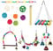 Qukaim 15Pcs Parrots Chewing Perch Toy Set, Bird Bite Cage Hanging Hammock Swing Bell Toys, Includes Bird Swing, Chewing String, and Bell Swing Toys