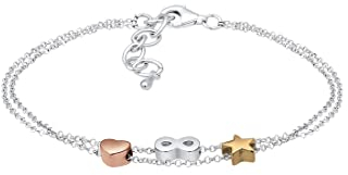 Elli Armband Damen Infinity Herz Sterne Tri-Color in 925 Sterling Silber