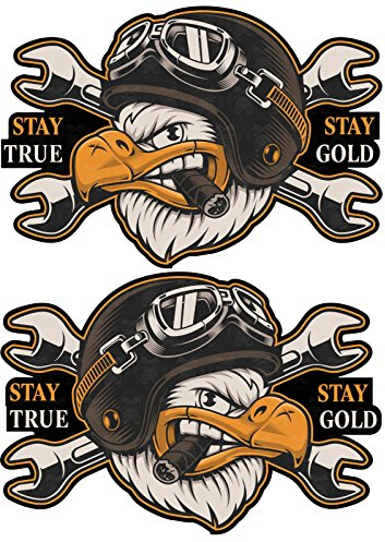 24/7stickers MG308 XXL / 2X Aufkleber Adler je 20 x 14 cm Eagle Chopper Bobber Biker Motorrad USA Vintage Retro Oldtimer