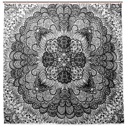 BIGJOKE Duschvorhang, Ethnische indische Mandala-Druck, wasserfest, Polyester, 12 Haken, 182,9 x 182,9 cm, Heimdekoration