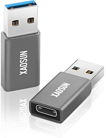 XAOSUN 10Gbps USB A to USB C Adapter, USB to USB C Converter, Grey 2-Pack