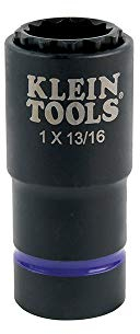 Klein Tools 66015 Llave de vaso de impacto 2 en 1 con enchufes profundos de 12 puntos, resorte coaxial cargado en tamaños de 1 y 13/16 pulgadas