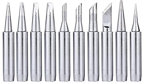 Mesee 10 Stück 900M-T Typ Pure Kupfer Bleifreie auswechselbare Lötkolbenspitzen Set für Niedrig Temperatur Lötstation Werkzeug Hakko, Radio Shack, TENMA, ATTEN, Schnell, Aoyue, Yihua Lötstation