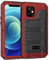 Beeasy Case for iPhone 12 Shockproof Waterproof Heavy Duty Protective,Military Full Body Tough Case Built in Screen Protector,Metal Hard Armour Phone Case for iPhone 12 6.1,Red