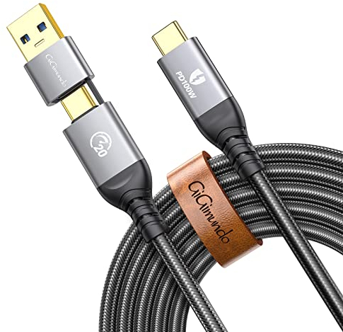 GiGimundo Câble USB C vers USB C USB 3.2 Gen 2X2 20 Gbps Transfert de données Type-C Câble PD Charge rapide 4K Câble de moniteur vidéo pour ordinateur portable/tablette/téléphone (2 m)