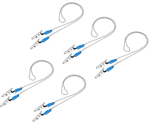 sourcing map Napkin Chain, 22 5Pcs Alloy Neck Bib Holder Chain Sun Hat Strap Cord Lanyard with Clips for Napkin Cap Fixing, Blue