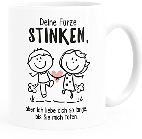 Moonworks® Kaffee-Tasse Deine Fürze stinken aber ich liebe dich Geschenk Freund Mann lustige Liebeserklärung weiß standard