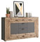 xonox.home Wohnzimmer Freno Sideboard Kommode Schrank Stauraumschrank Anrichte in grau Nb.Absetzung Nox Oak Nb., ca. 160x90x40 cm