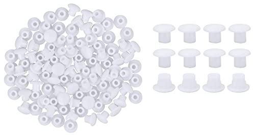 Caches pour Trous de Perçage, Caches pour Vis Meubles, Capuchons Ronds en Plastique Bouchons Blancs pour Trou de Vis et Ecrous, Accessoires pour Armoires, Meubles, Ø5 mm, 50 Pièces