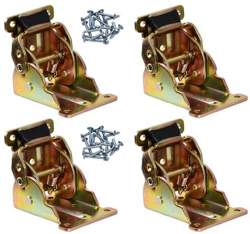 Fangehong Paquete de 4 Bisagras Plegables Patas, 90 Grados Bloqueo Automático, Herrajes para Mesas Plegables, Patas Plegables para Somier, Patas Escritorio para Conector de Accesorios de Muebles (A)